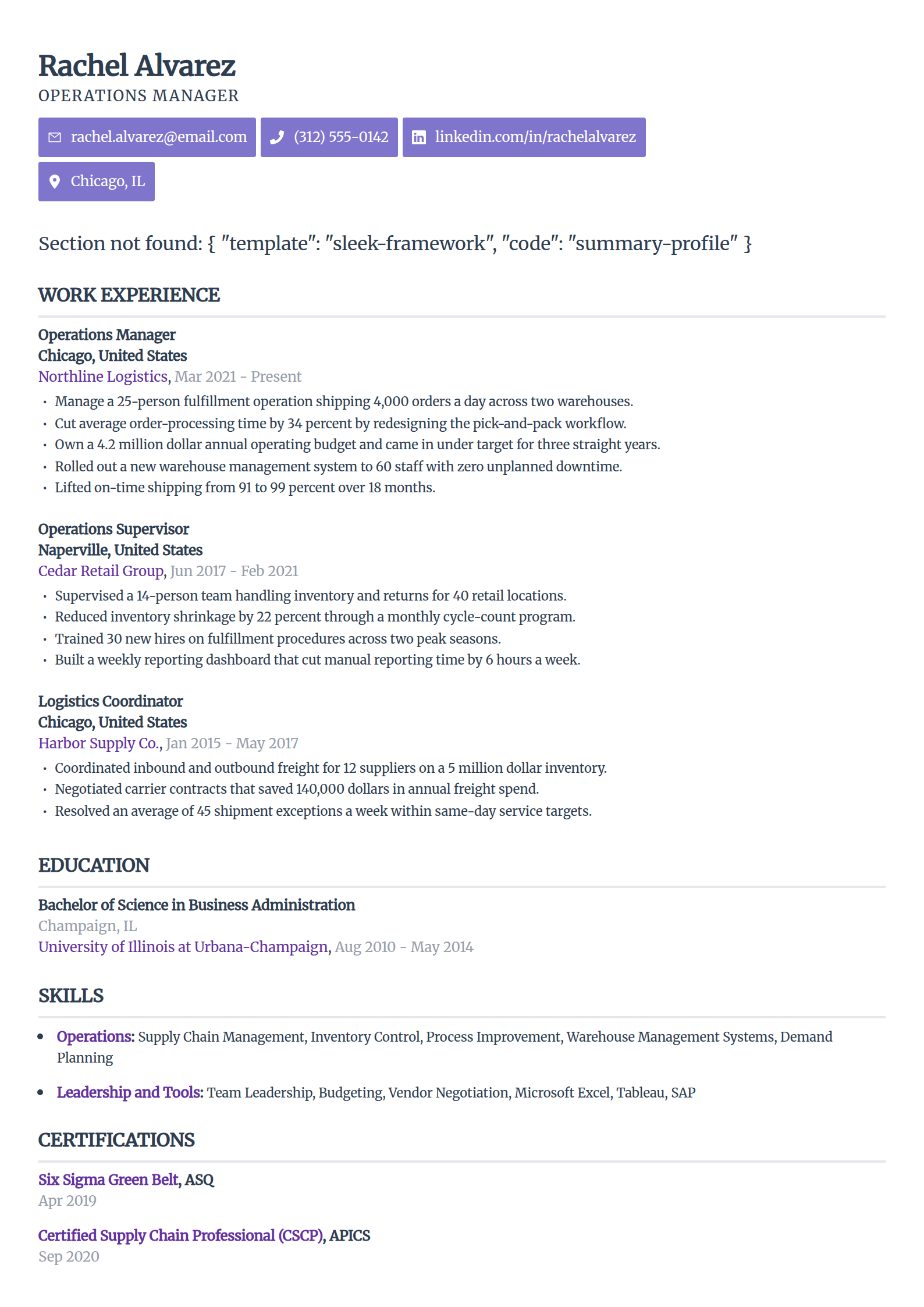ATS resume template for Word in the Sleek Framework layout, single column with tight typography and disciplined whitespace