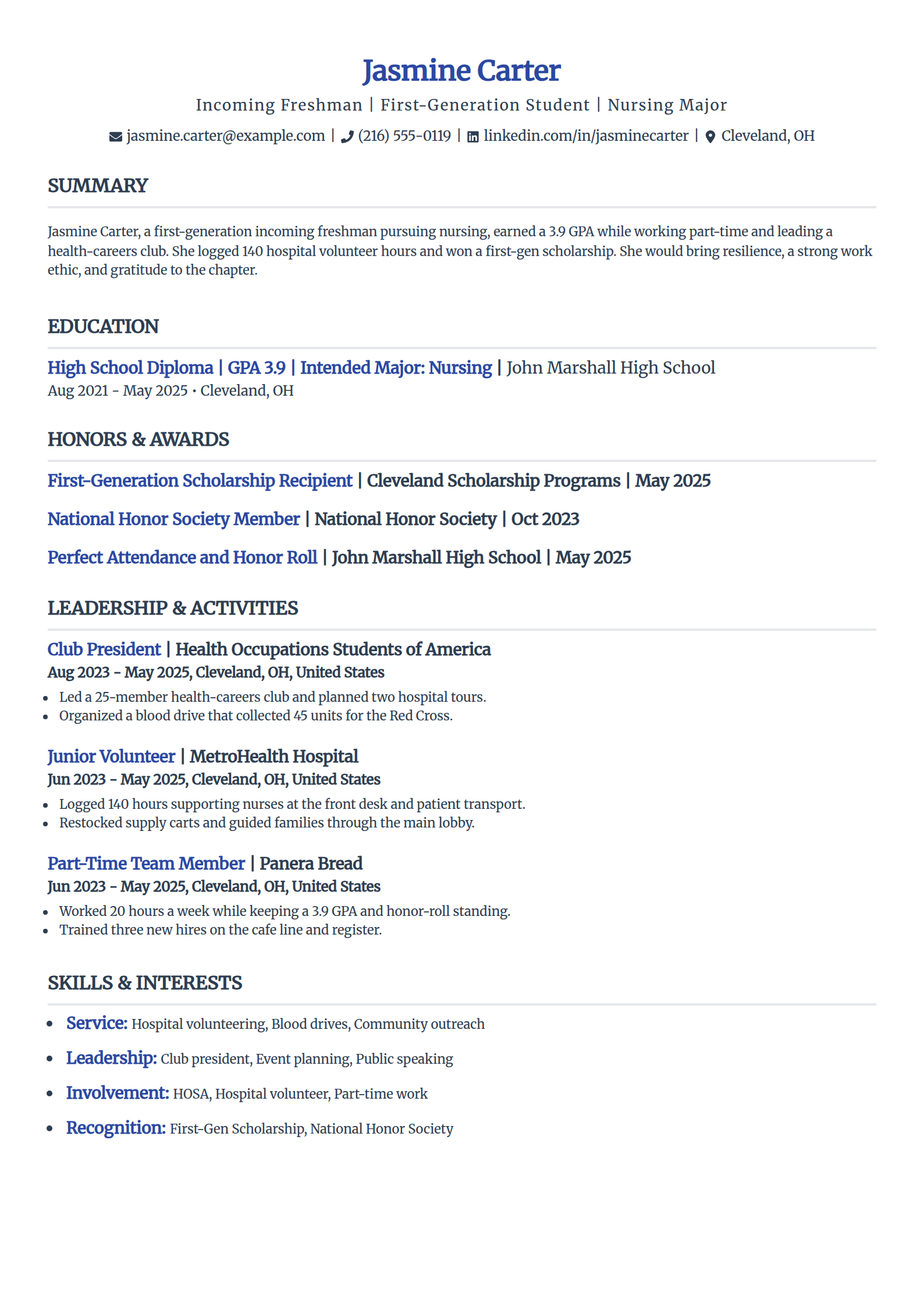 First-generation college sorority resume example in the Simple template
