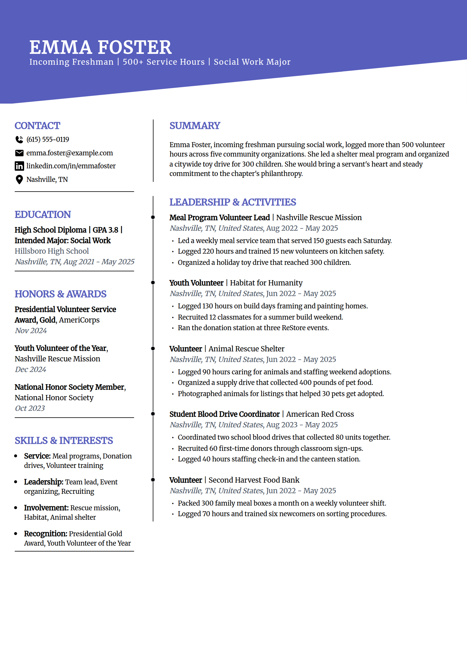 Volunteer-heavy sorority resume example in the Orbit template